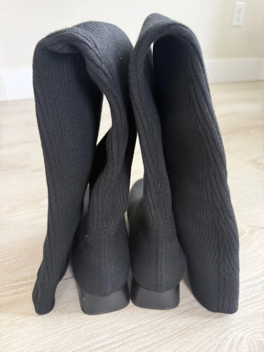 Women’s Over-the-Knee Stretch Knit Boots — Black